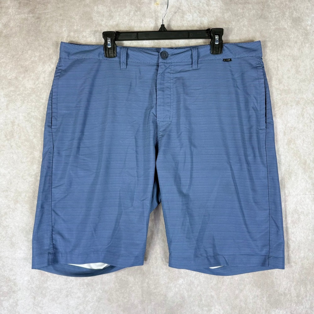 Travis Mathew Shorts Men 38 Blue Micro Stripe Performance Golf Stretch 10 Inseam